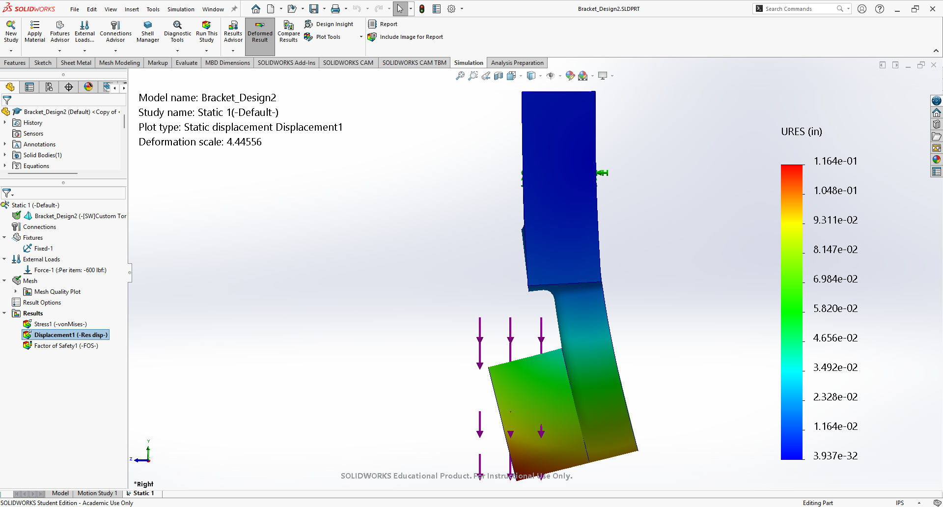 Side View of Deflection (Scale:4.44556) - Design 2